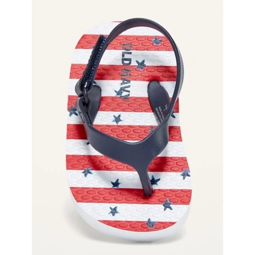 Old Navy Baby Girls 4th of July USA Patriotic Americana Flip Flops. 3-6 Months.